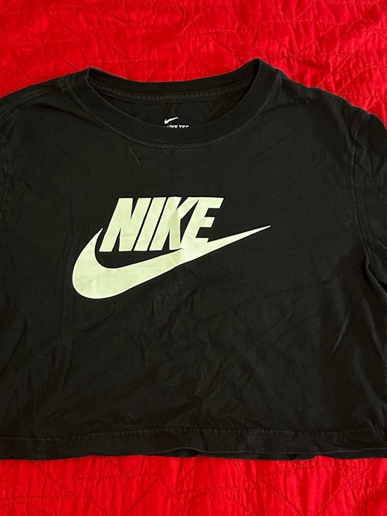 Nike Tops - Nike Black Crop Top with White Swoosh Logo
